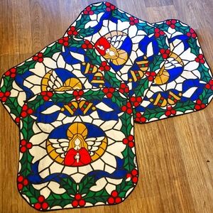 Vintage Multicolor Angel Christmas Placemats (4)